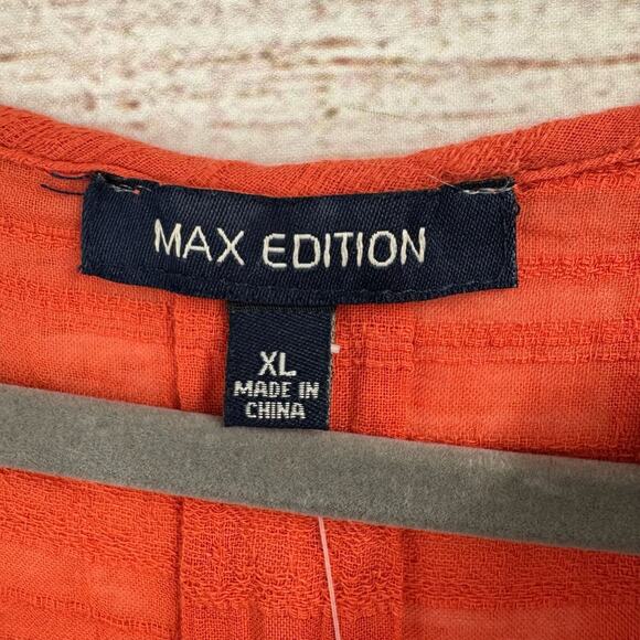 Max Edition Semi Sheer V-Neck Tunic Blouse Women's Size XL Red/Pink - Picture 7 of 15